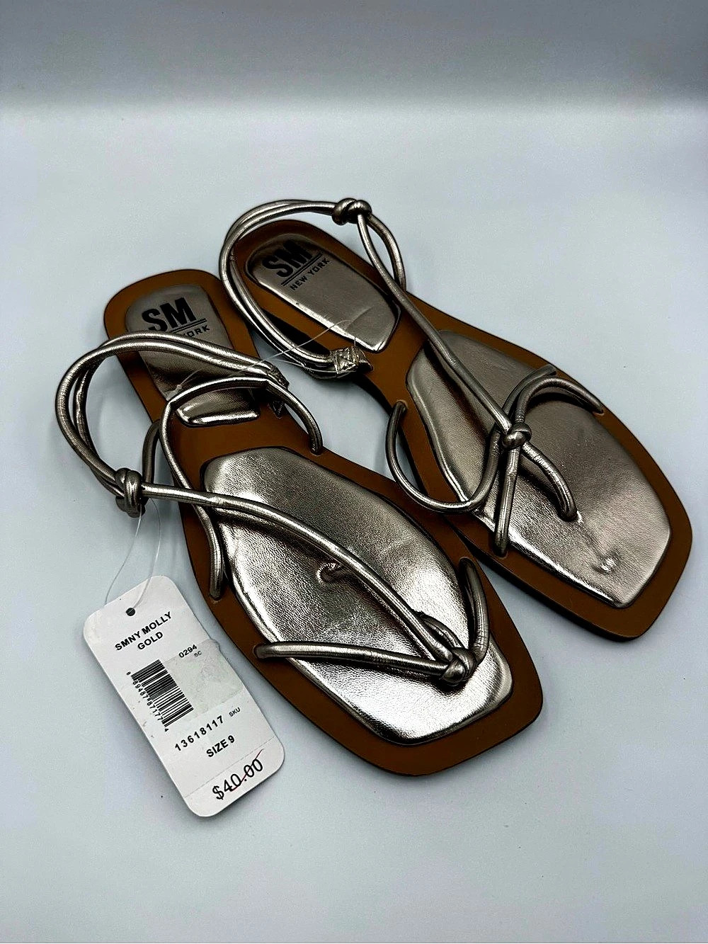 Steve Madden Strappy Flat Sandals in Brown & Silver Size 9 NWT